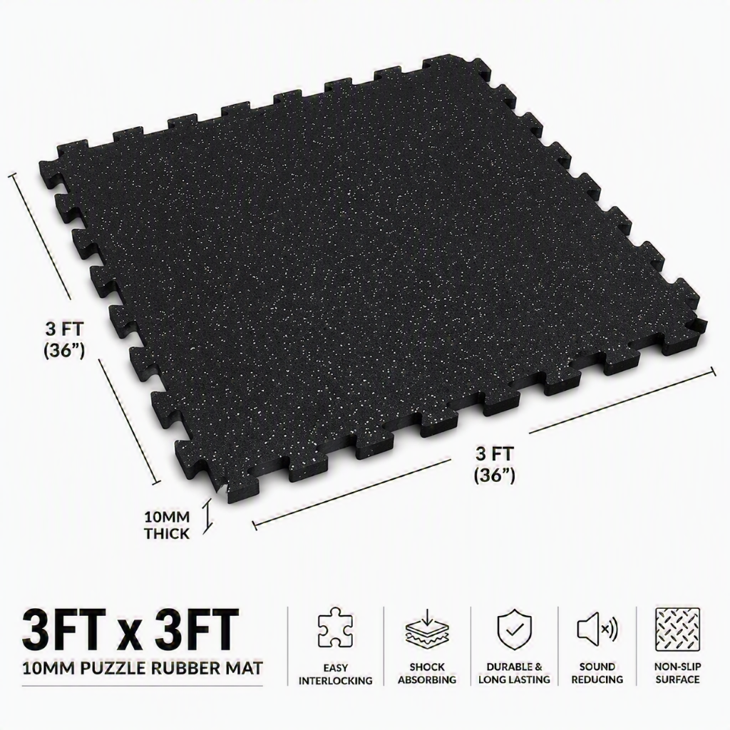 3ft x 3ft x 10mm Puzzle Rubber Mats
