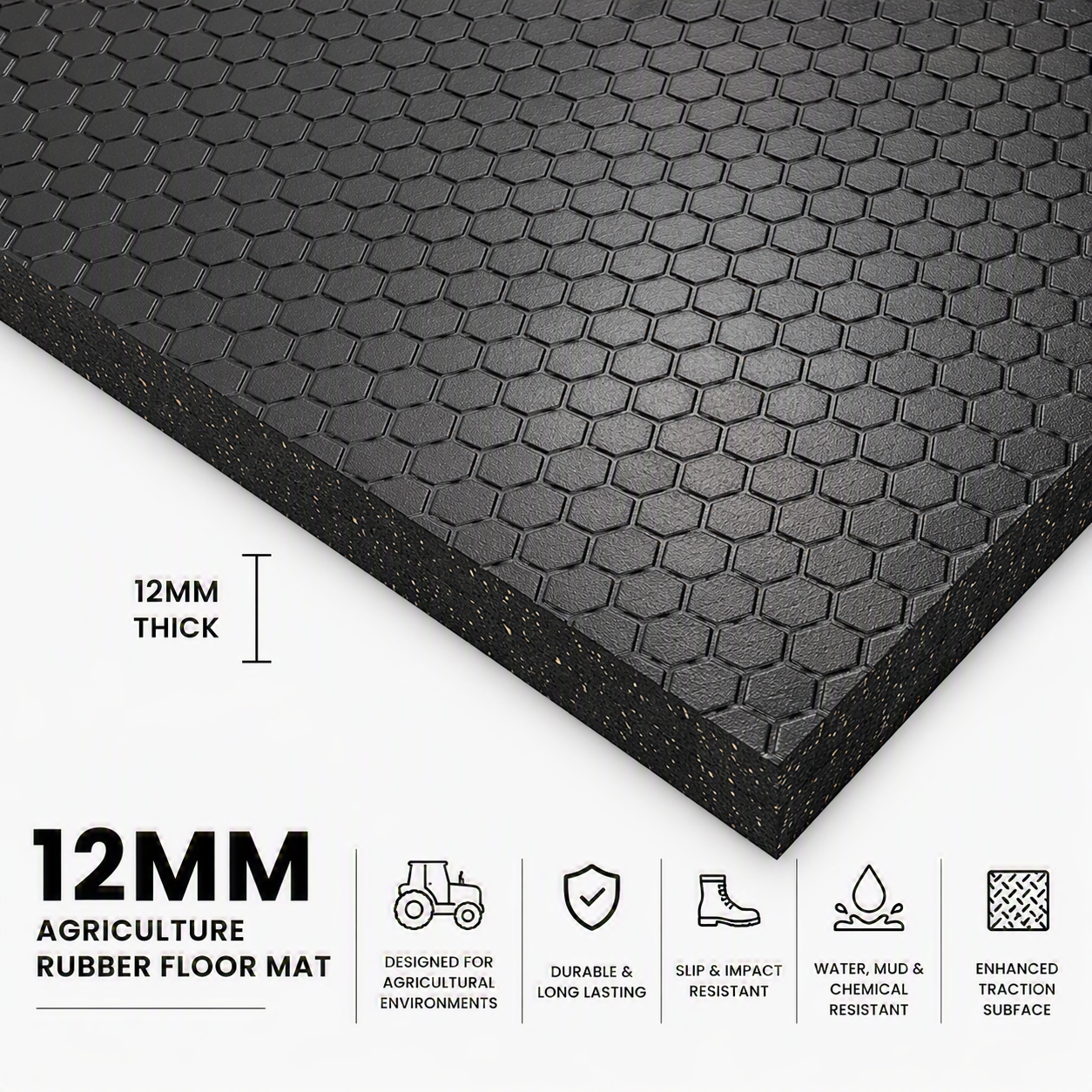 12mm Agriculture and Horse Stall mat 6ft x 4ft